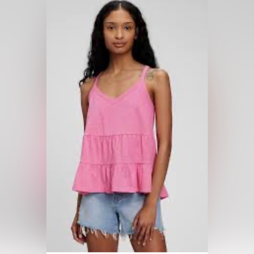 GAP PiNK TIERED RUFFLE TANK TOP